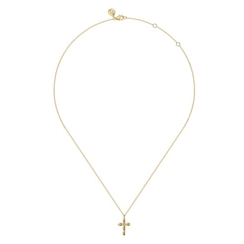 14K Yellow Gold Diamond Cross Necklace - Everett Jewelry