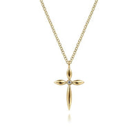 14K Yellow Gold Diamond Cross Pendant Necklace - Everett Jewelry