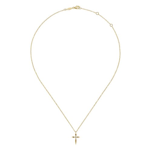 14K Yellow Gold Diamond Cross Pendant Necklace - Everett Jewelry