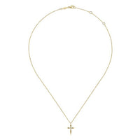 14K Yellow Gold Diamond Cross Pendant Necklace - Everett Jewelry