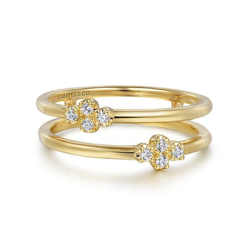 14K Yellow Gold Diamond Easy Stackable Ring - Everett Jewelry