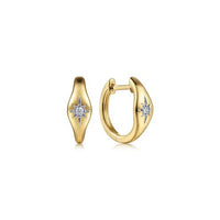 14K Yellow Gold Diamond Huggie Earrings - Everett Jewelry