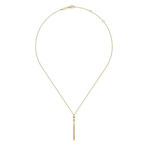 14K Yellow Gold Diamond Pendant Drop Necklace - Everett Jewelry