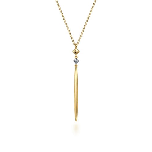 14K Yellow Gold Diamond Pendant Drop Necklace - Everett Jewelry