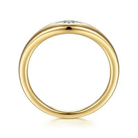 14K Yellow Gold Diamond Starburst Signet Ring - Everett Jewelry