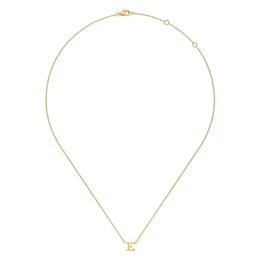 14K Yellow Gold E Initial Necklace - Everett Jewelry