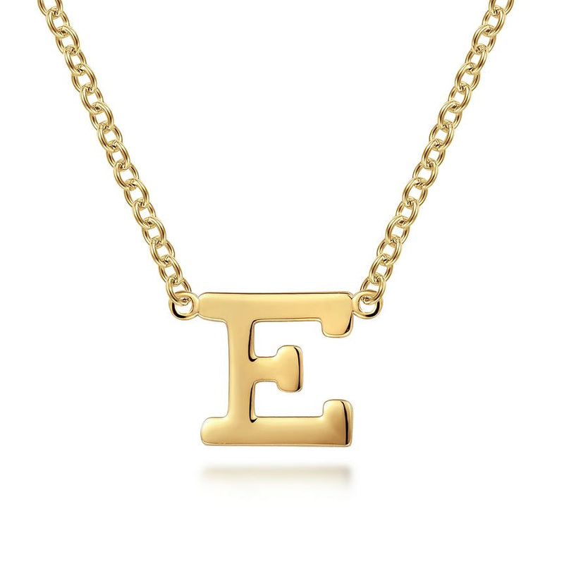 14K Yellow Gold E Initial Necklace - Everett Jewelry