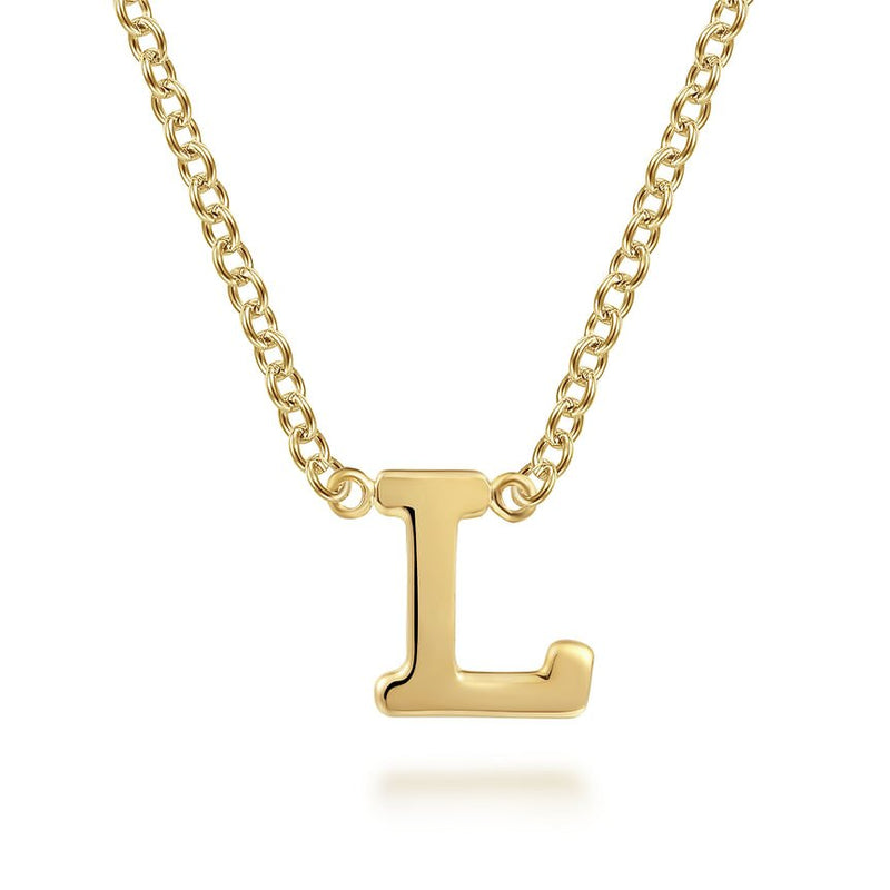 14K Yellow Gold L Initial Necklace - Everett Jewelry