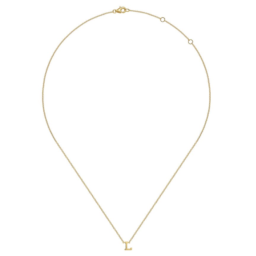 14K Yellow Gold L Initial Necklace - Everett Jewelry