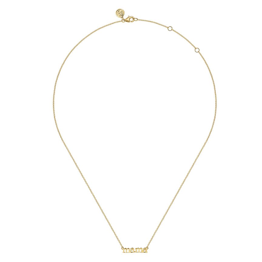 14K Yellow Gold MAMA Script Necklace - Everett Jewelry