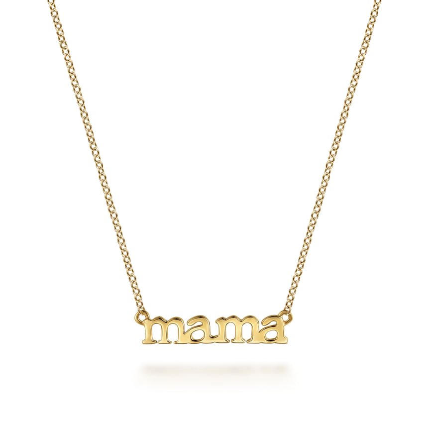 14K Yellow Gold MAMA Script Necklace - Everett Jewelry