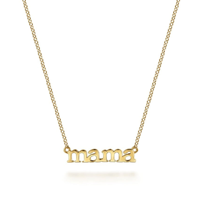 14K Yellow Gold MAMA Script Necklace - Everett Jewelry