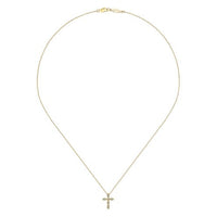 14K Yellow Gold Marquise Shaped Diamond Cross Necklace - Everett Jewelry