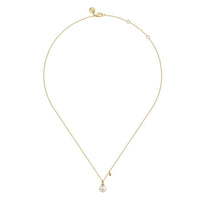 14K Yellow Gold Pearl Drop Necklace - Everett Jewelry