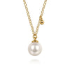 14K Yellow Gold Pearl Drop Necklace - Everett Jewelry
