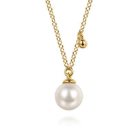 14K Yellow Gold Pearl Drop Necklace - Everett Jewelry