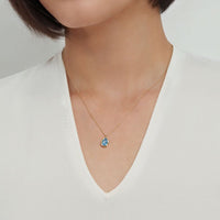 14K Yellow Gold Teardrop Blue Topaz Pendant Necklace - Everett Jewelry