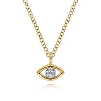 14K Yellow - White Gold Diamond Evil Eye Pendant Necklace - Everett Jewelry