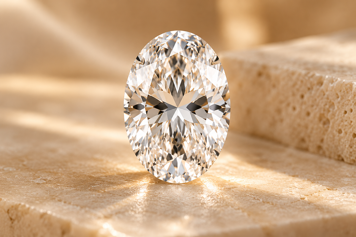 Loose round brilliant diamond on champagne silk
