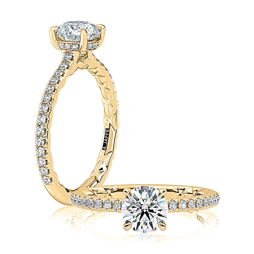 Classic Round Center Diamond Engagement Ring with a Hidden Halo - Everett Jewelry