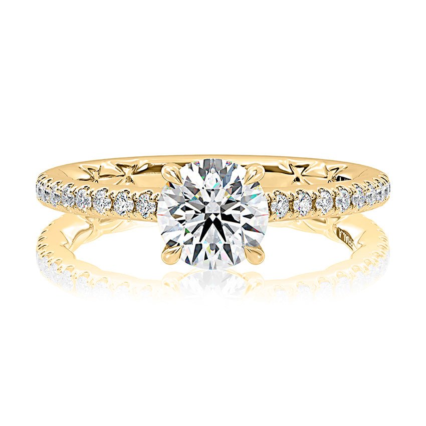 Classic Round Center Diamond Engagement Ring with a Hidden Halo - Everett Jewelry