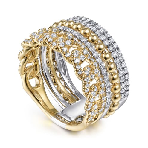 Contemporary 14K Yellow Gold Diamond Ring - Everett Jewelry