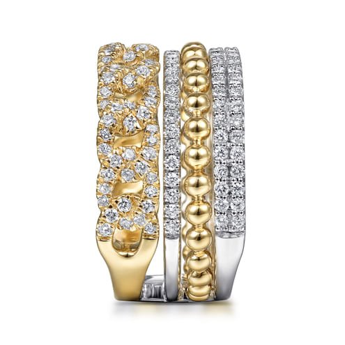 Contemporary 14K Yellow Gold Diamond Ring - Everett Jewelry