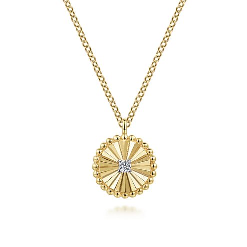 Diamond Cut - 14K White - Yellow Gold Bujukan Diamond Cut Pendant Necklace - Everett Jewelry