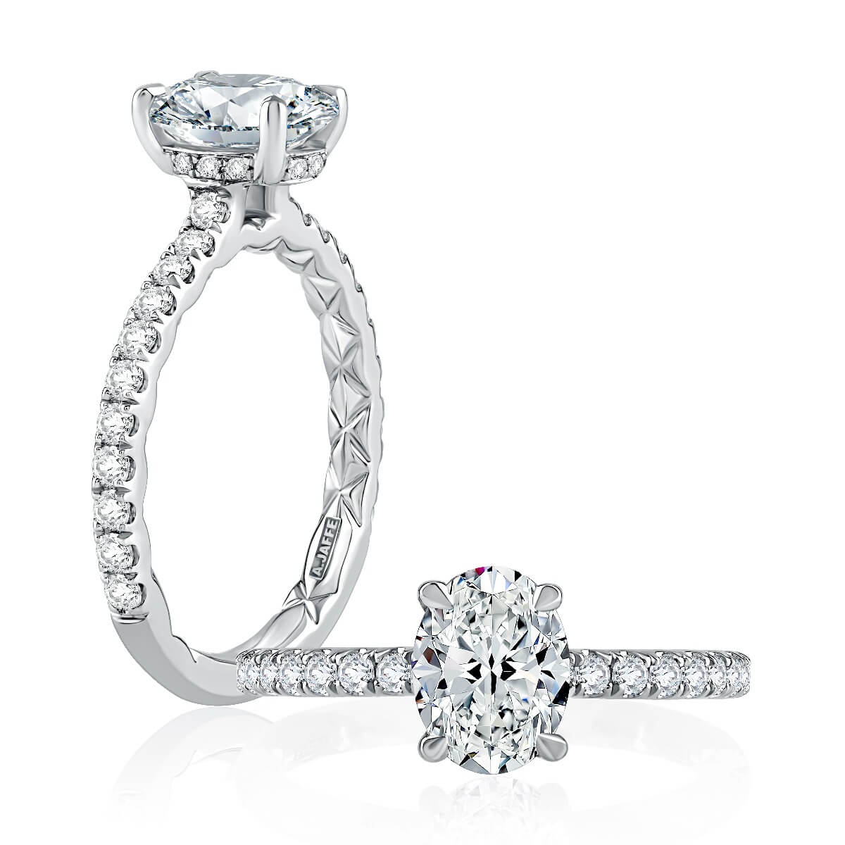 Diamond Pavé Engagement Ring with Quilted Interior - Everett Jewelry