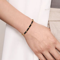 Enamel - 14K Yellow Gold Bujukan and Bar Split Bangle with Black Enamel - Everett Jewelry