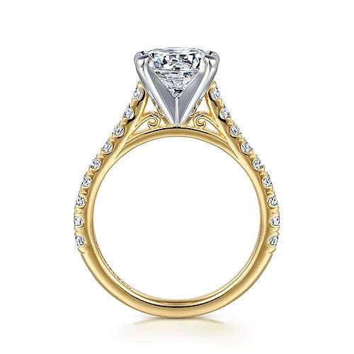Erica - 14K White - Yellow Gold Round Diamond Engagement Ring - Everett Jewelry