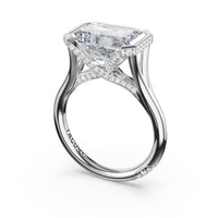 Founder's Collection | Emerald East - West Semi Bezel Solitaire Engagement Ring - Everett Jewelry