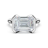 Founder's Collection | Emerald East - West Semi Bezel Solitaire Engagement Ring - Everett Jewelry