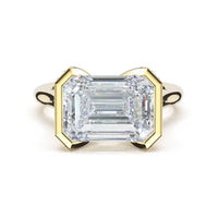 Founder's Collection | Emerald East - West Semi Bezel Solitaire Engagement Ring - Everett Jewelry