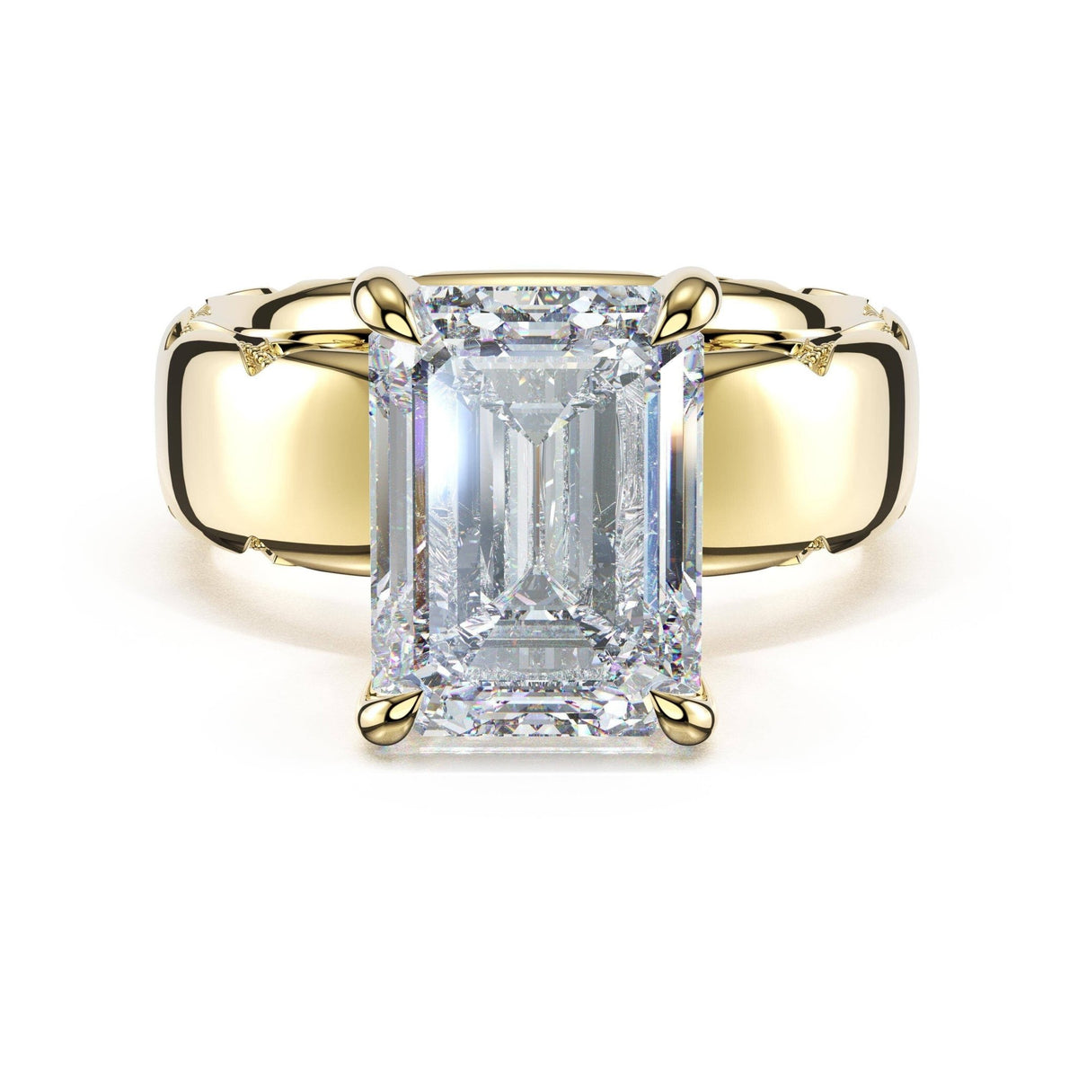 Founder's Collection | Emerald Solitaire Cigar Band Engagement Ring - Everett Jewelry