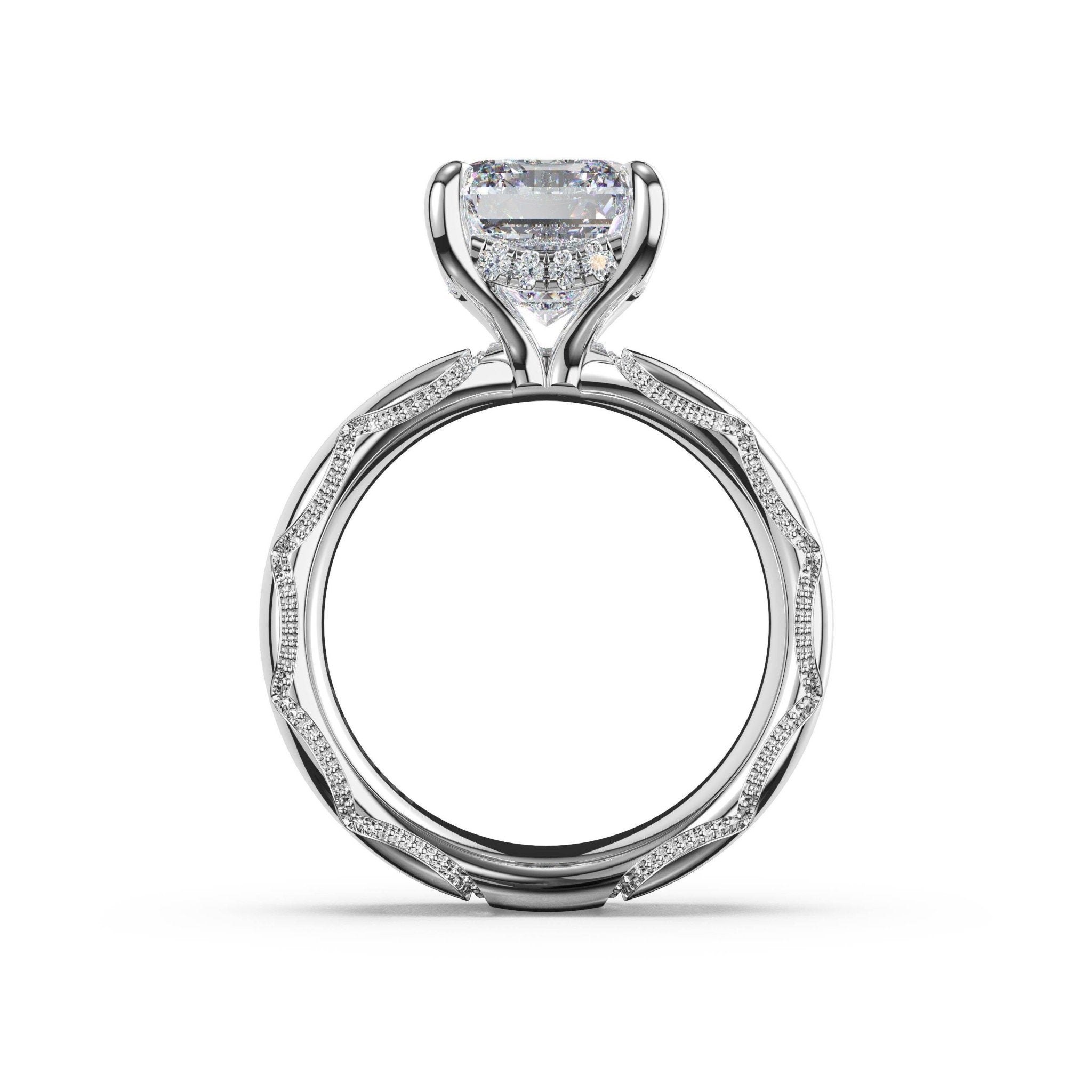Founder's Collection | Emerald Solitaire Cigar Band Engagement Ring - Everett Jewelry