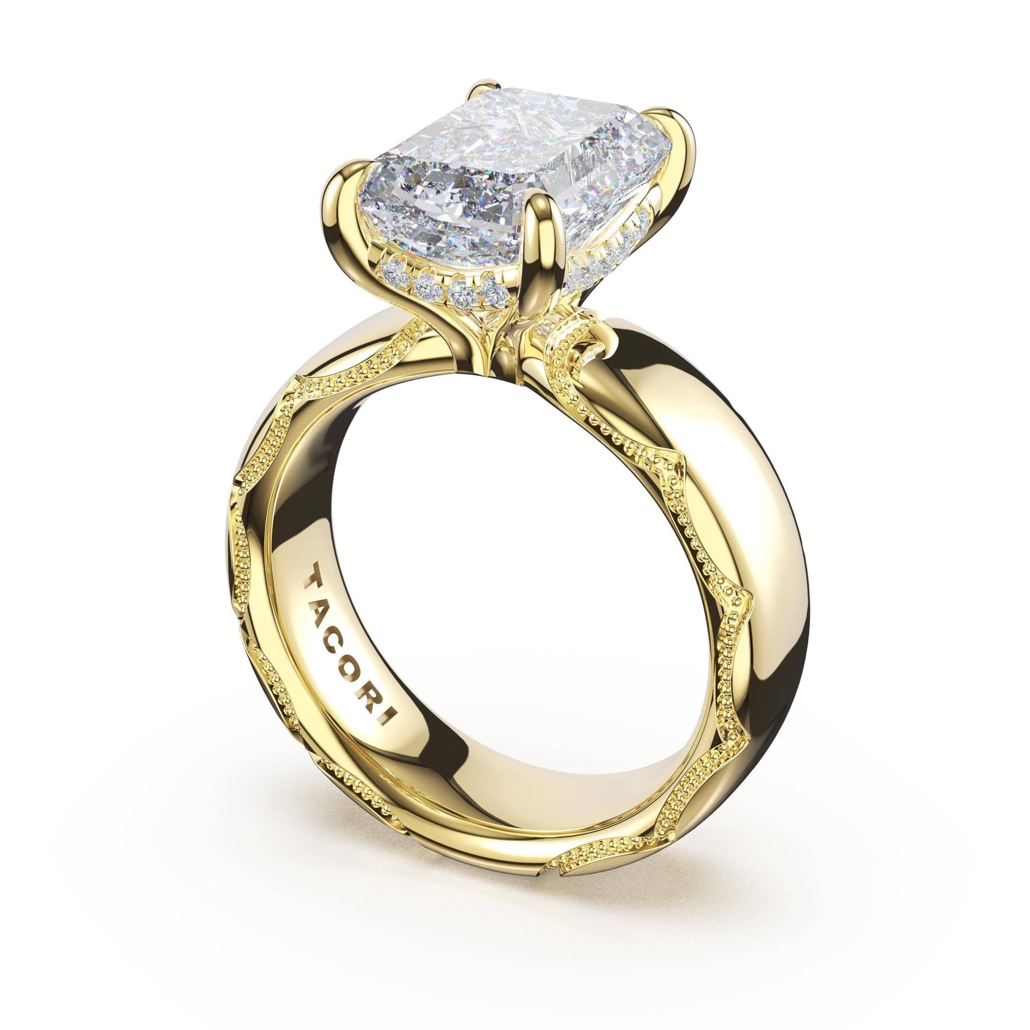 Founder's Collection | Emerald Solitaire Cigar Band Engagement Ring - Everett Jewelry