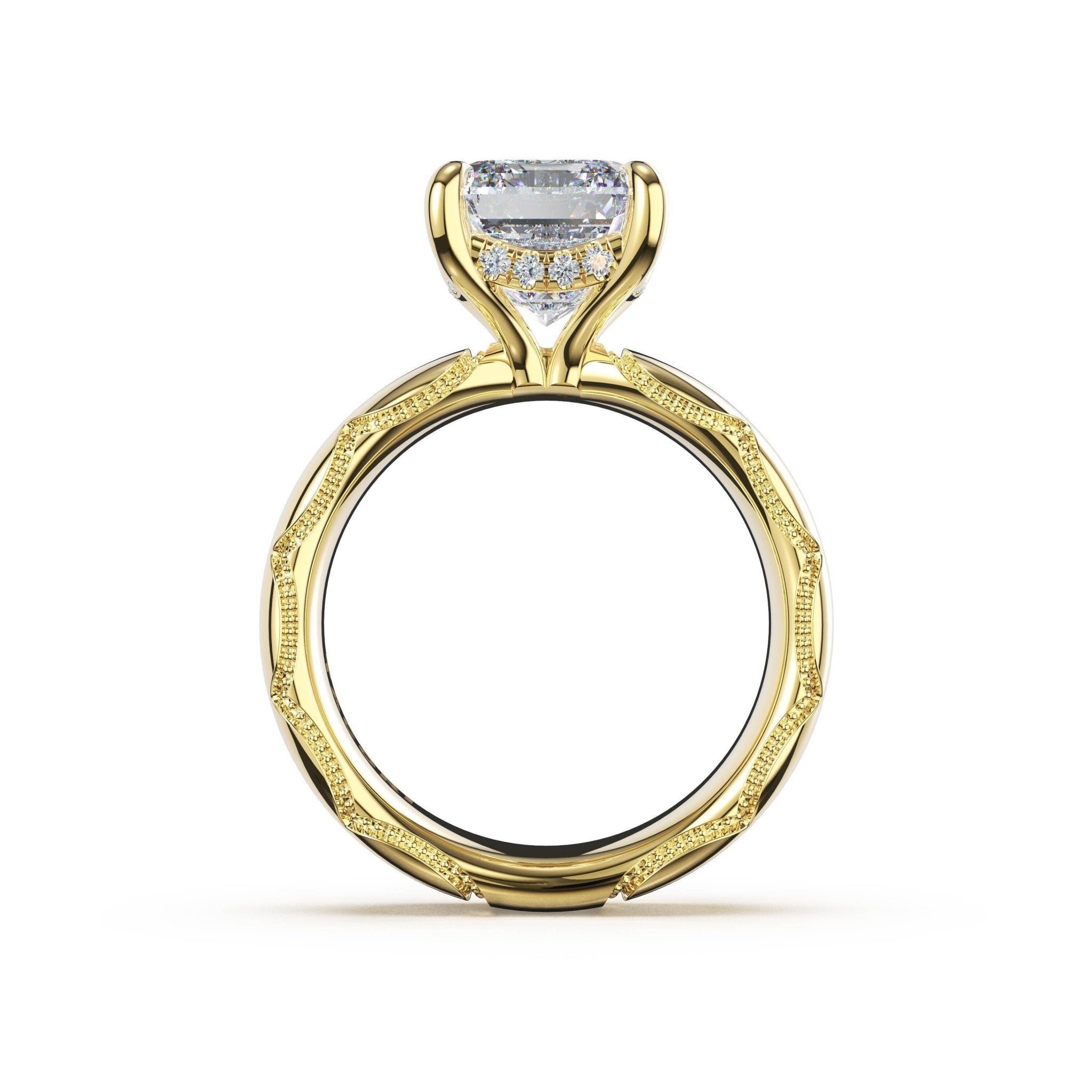 Founder's Collection | Emerald Solitaire Cigar Band Engagement Ring - Everett Jewelry
