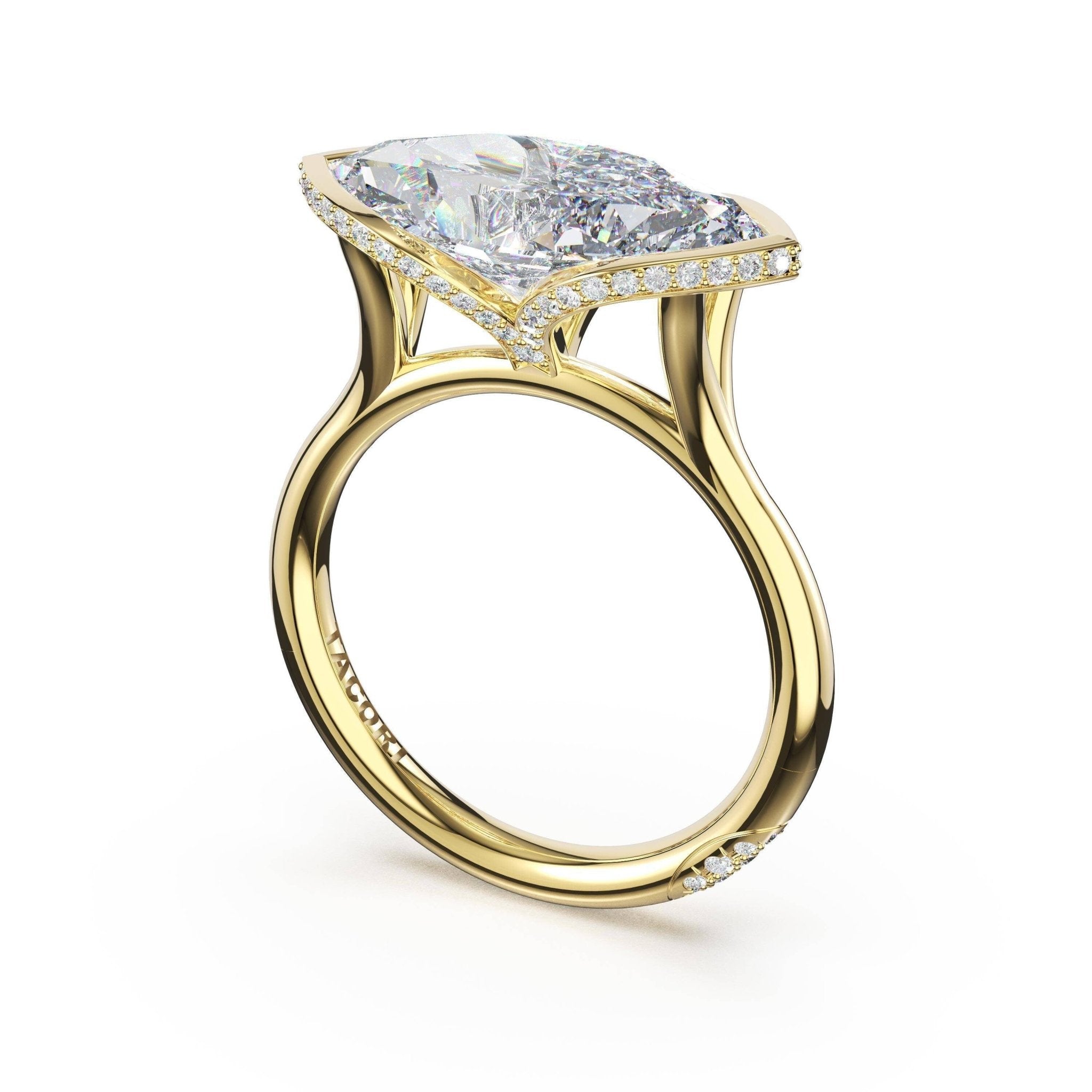 Founder's Collection | Marquise East - West Semi Bezel Solitaire Engagement Ring - Everett Jewelry