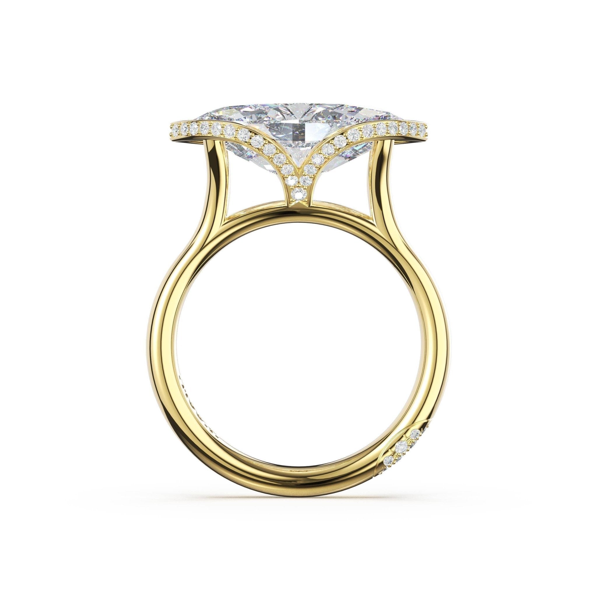 Founder's Collection | Marquise East - West Semi Bezel Solitaire Engagement Ring - Everett Jewelry