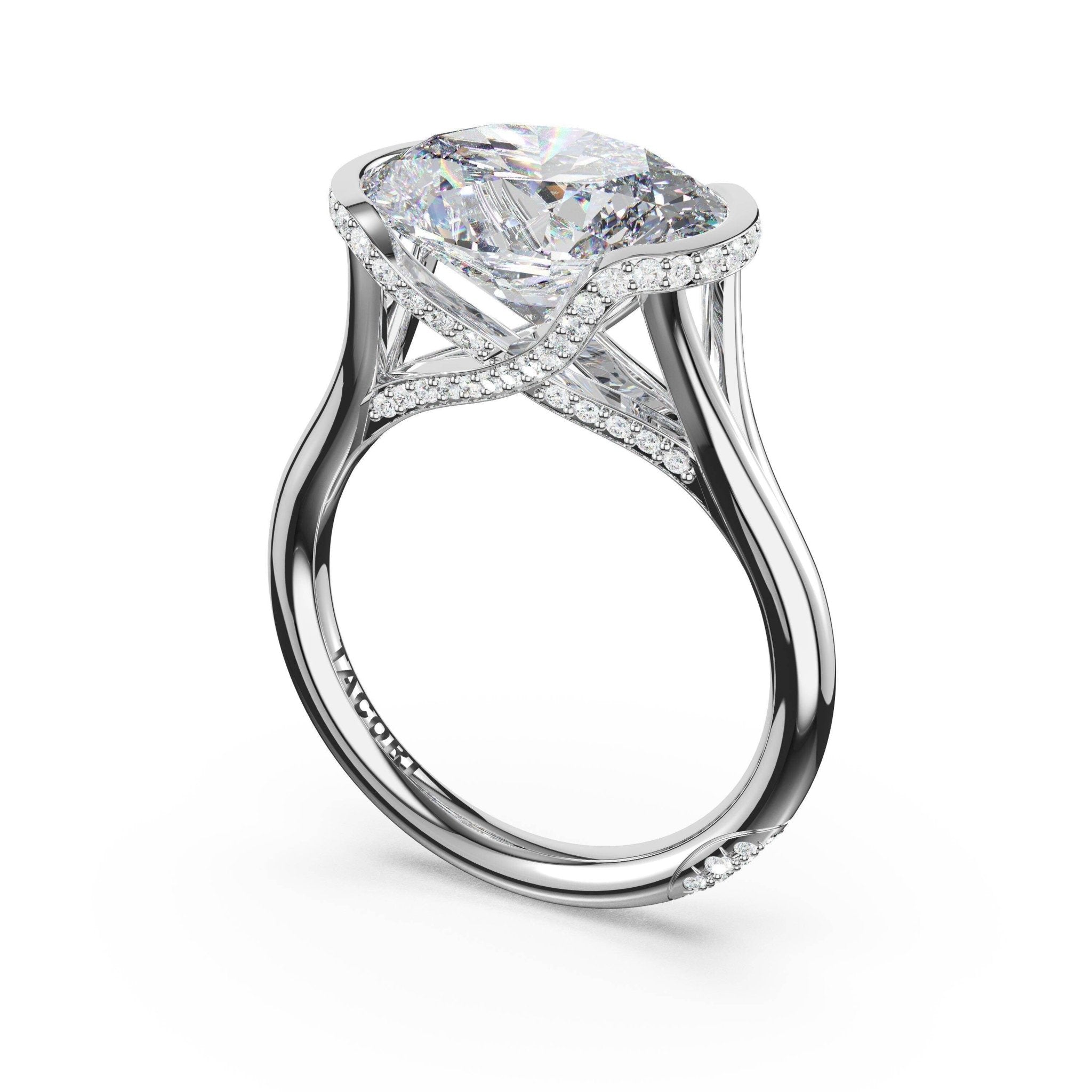 Founder's Collection | Oval East - West Semi Bezel Solitaire Engagement Ring - Everett Jewelry