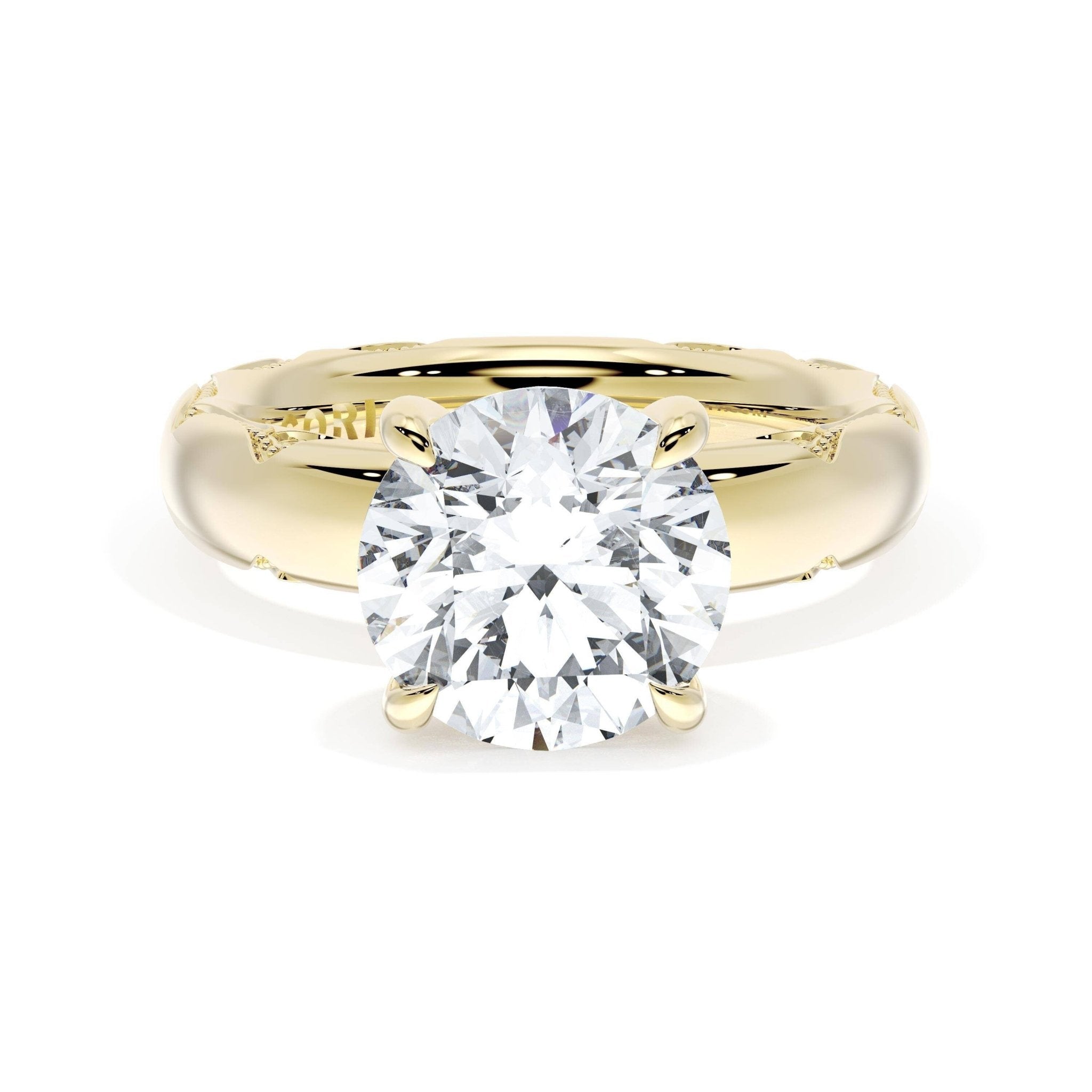 Founder's Collection | Round Solitaire Cigar Band Engagement Ring - Everett Jewelry