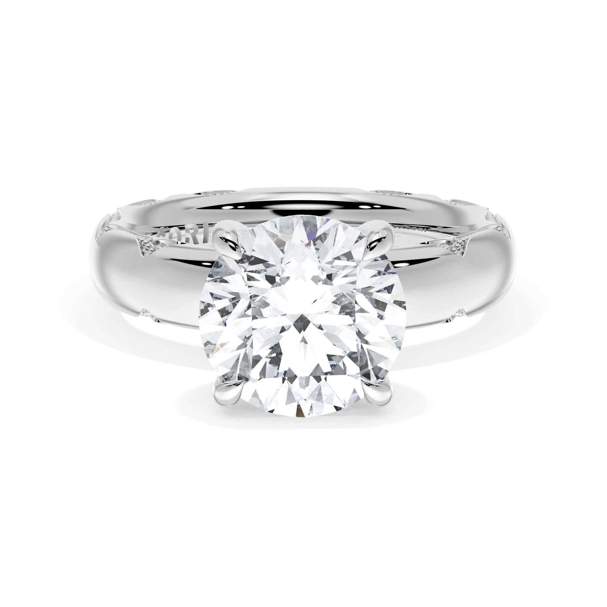 Founder's Collection | Round Solitaire Cigar Band Engagement Ring - Everett Jewelry