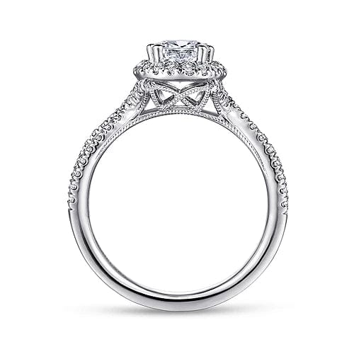 Gabriel Bridal ENGAGEMENT RINGS Chatham - 14K White Gold Pear Shape Halo Diamond Engagement Ring