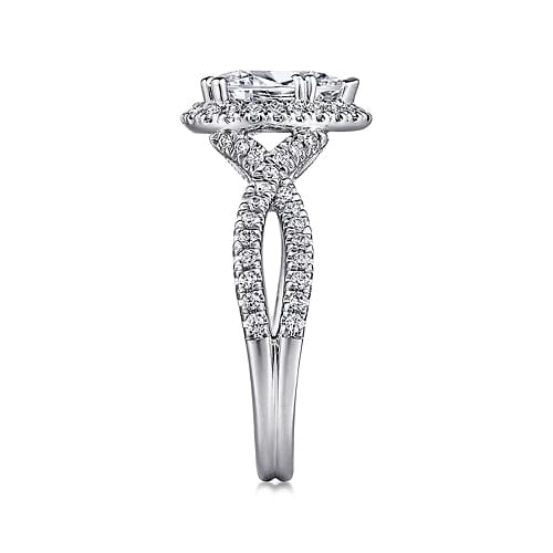 Gabriel Bridal ENGAGEMENT RINGS Chatham - 14K White Gold Pear Shape Halo Diamond Engagement Ring