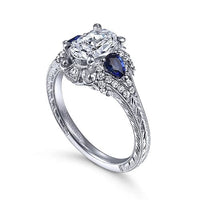 Gabriel Bridal ENGAGEMENT RINGS Chrystie - 14K White Gold Oval Sapphire and Diamond Engagement Ring
