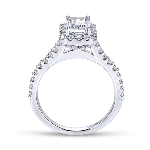 Gabriel Bridal ENGAGEMENT RINGS Emery - 14K White Gold Emerald Halo Diamond Engagement Ring