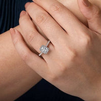 Gabriel Bridal ENGAGEMENT RINGS Emery - 14K White Gold Emerald Halo Diamond Engagement Ring