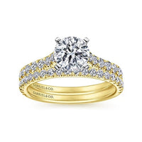 Gabriel Bridal ENGAGEMENT RINGS Erica - 14K White-Yellow Gold Round Diamond Engagement Ring