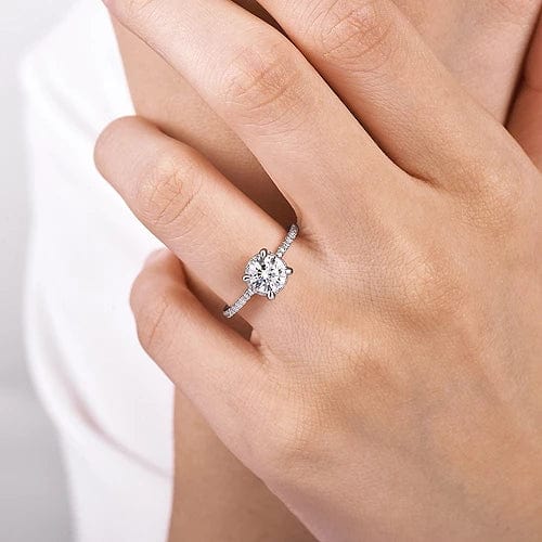 Gabriel Bridal ENGAGEMENT RINGS Hart - 14K White Gold Hidden Halo Round Diamond Engagement Ring